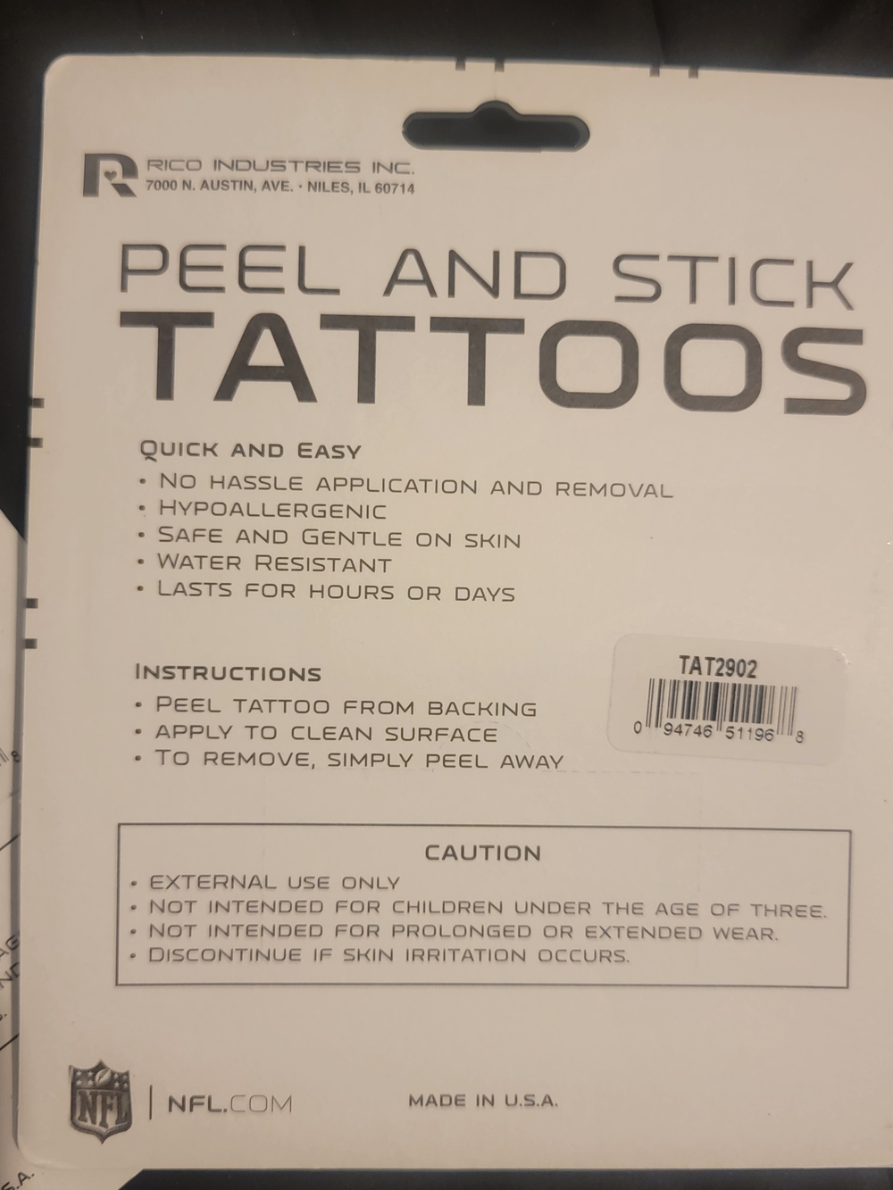 NFL Seattle Seahawks Stick-On Team Tattoos — Navy and White Logos - Picture 3 of 3